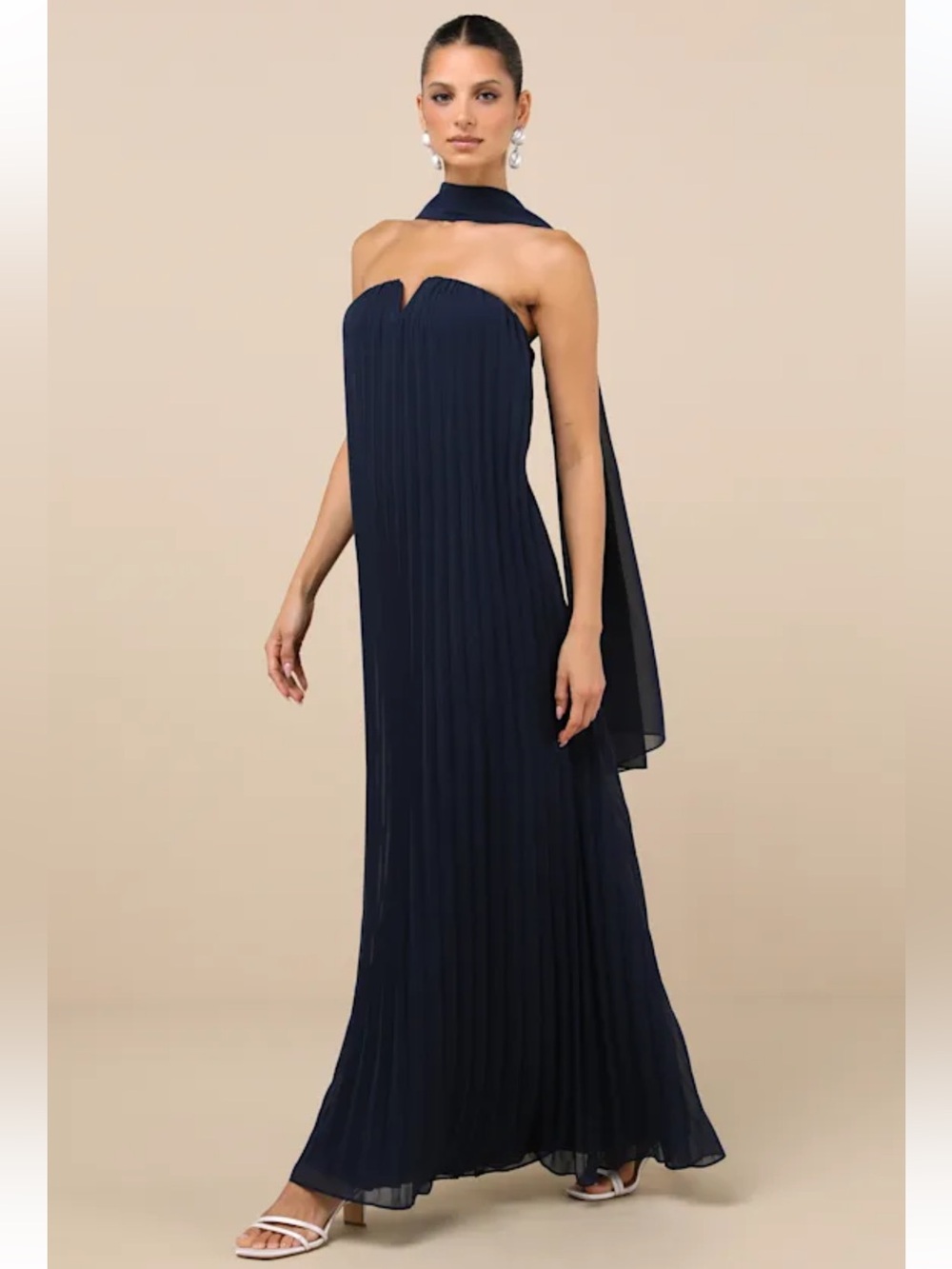 Lulu's Navy Pleated Maxi Dress